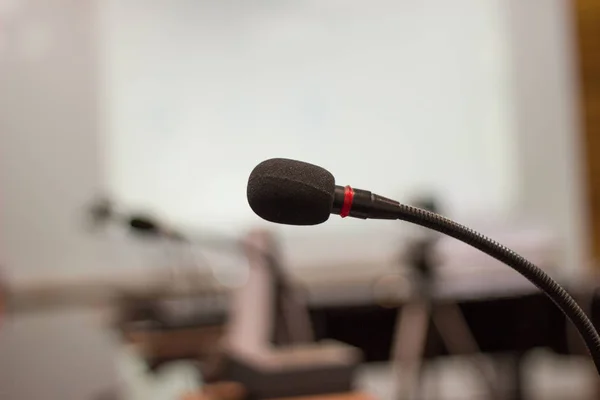 Close Microphone Conference Room Presentation Training Seminar — Stock Photo, Image