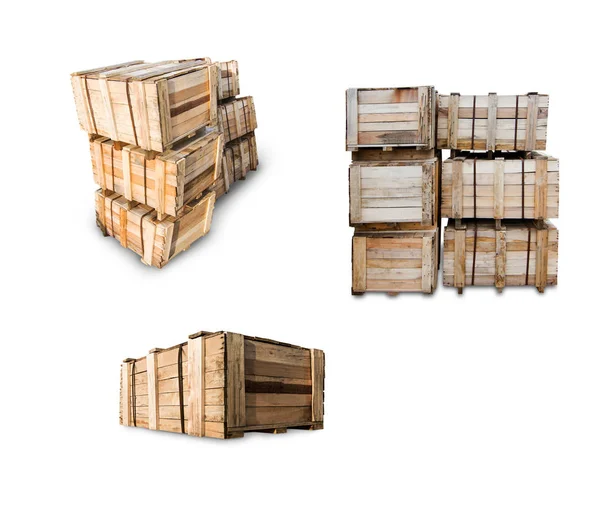 Holzpaletten Transportkisten Starke Ladungssicherung Isoliert Weißer Hintergrund — Stockfoto