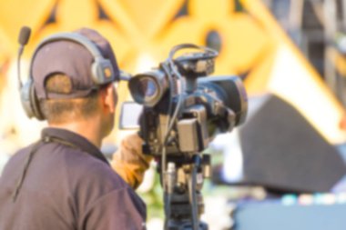 bulanık profesyonel kameraman - olay bir video Live ve video kaydetmek ile kaplama 