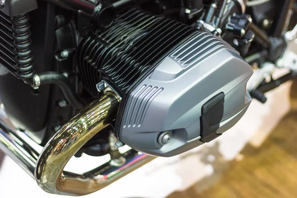 Nahaufnahme Detail Des Motorradzylinderblocks Neuer Motor Für Design — Stockfoto