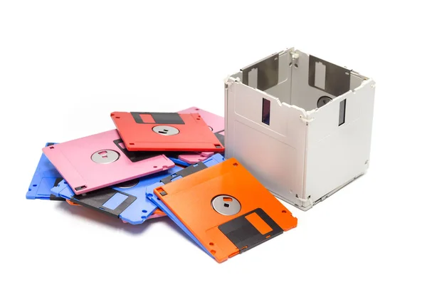 Bir Kutu Geliştirme Eski Disket Yaratıcı Kullanımları — Stok fotoğraf