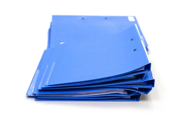 Folder Plików Niebieski Stosu Biznes Raport Plik Papieru Białym Tle — Zdjęcie stockowe