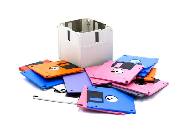 Hasznosítsd Újra Floppy Lemez Kreatív Tárgyak Használt Elavult Bútorok Fejlett — Stock Fotó