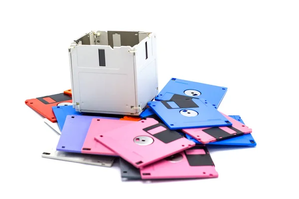 Riciclare Floppy Disk Oggetti Creativi Utilizzati Mobili Obsoleti Sviluppato Una — Foto Stock