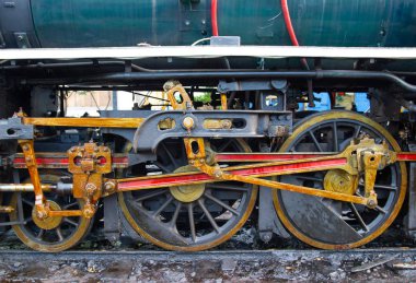 Bangkok Tayland: - 22 Nisan 2018: - yakın çekim - lokomotif konumu Thonburi buhar tren istasyonu tren tekerlek parçası - Tayland 