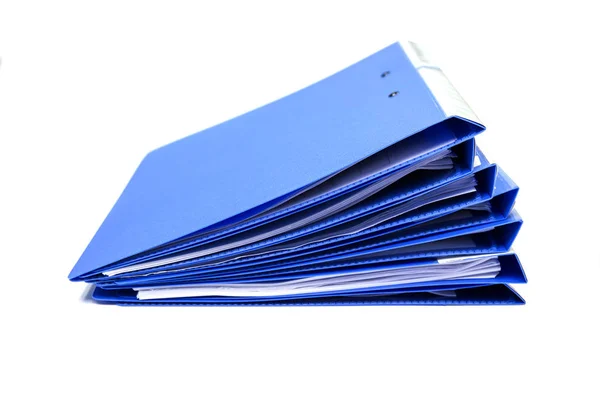 Синяя Папка Документами Сохранение Контрактов Изолированные Белые — стоковое фото