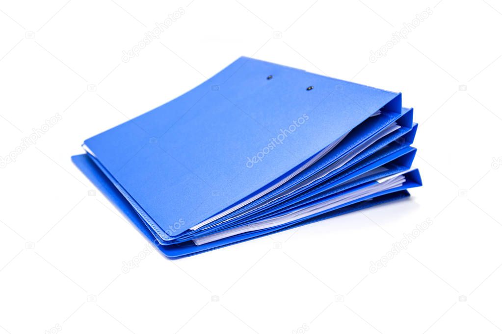 file folder with documents and documents. retention of contracts. isolated white 