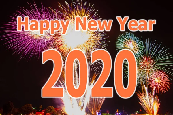 Feliz Ano Novo 2020 com fundo Fogos de artifício Festival — Fotografia de Stock