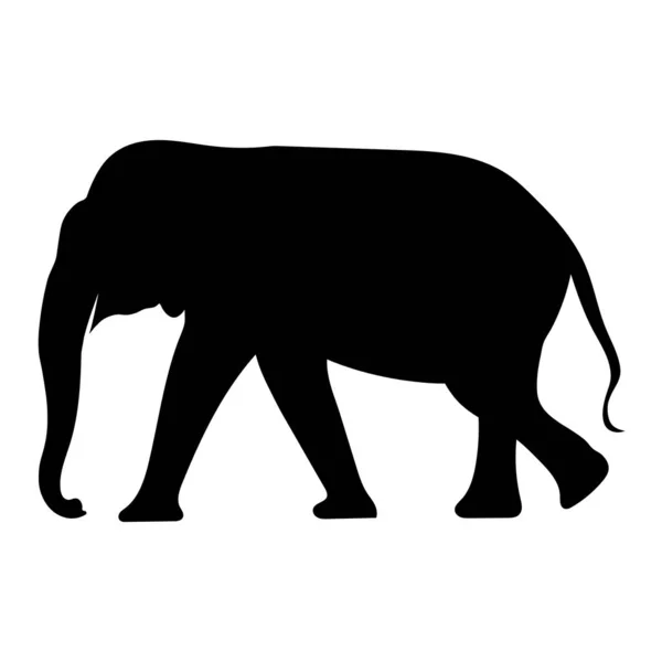 Black Image Outline Elephant Asia Walking Graphics Design Vector Illustration — Stock Vector