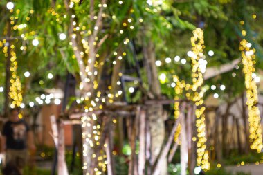 Bulanık - bahçedeki ağaçta asılı duran bokeh dekoratif ip ışıkları