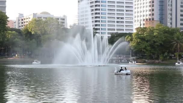 Bangkok Thailand Nov 2019 Leute Relaxen Auf Einem Boot Stadtpark — Stockvideo