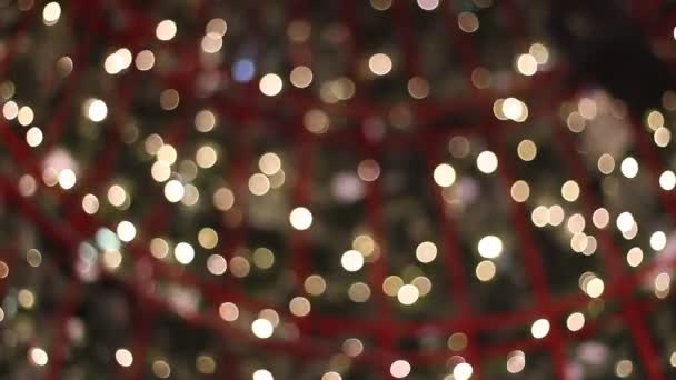 Blurred Bokeh Lumières Décoratives Plein Air Arbre Noël Dans Jardin — Video
