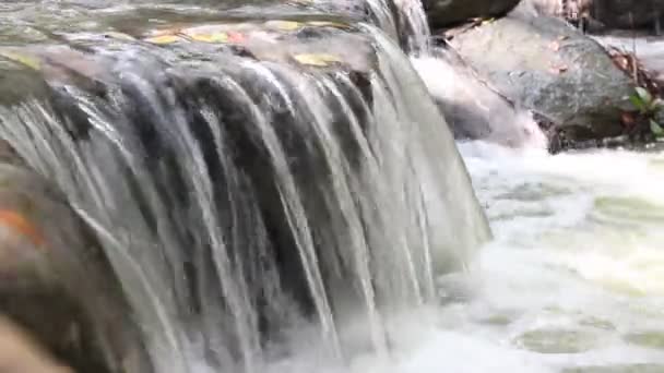 Rzeka Strumień Wody Powoli Płynąć Krajobraz Koncepcja Skał Wodospadem Lecie — Wideo stockowe