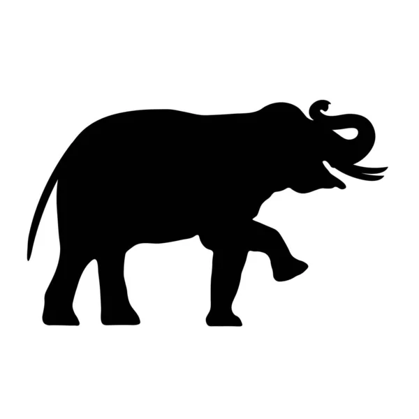 Black Elephant Silhouette Asia Walking Grafica Disign Vector Outline Illustrazione — Vettoriale Stock