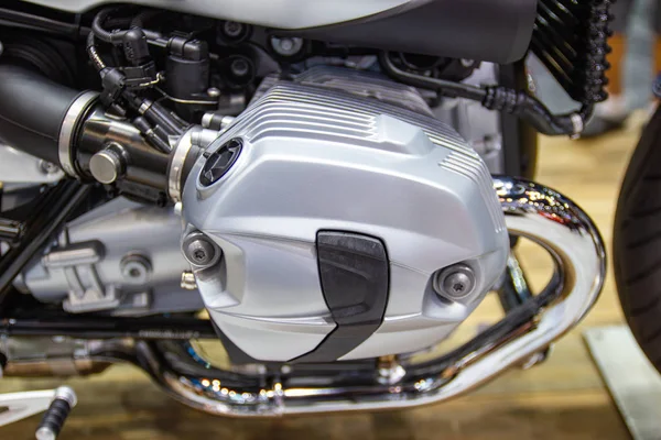 Nahaufnahme - Detail des Motorrad-Zylinderblockkonzepts neuer Motor — Stockfoto