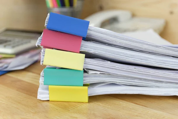 file folder and Stack of business report paper file on the table in a work office, concept document in work office