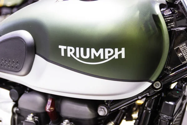 Nonthaburi Thailand Dezember 2019 Nahaufnahme Logo Triumph Der Motorradmesse Bei — Stockfoto