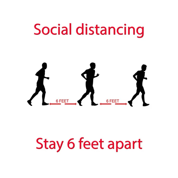 Zeichnung Einer Silhouette Von Menschen Die Abstand Von Fuß Laufen — Stockvektor