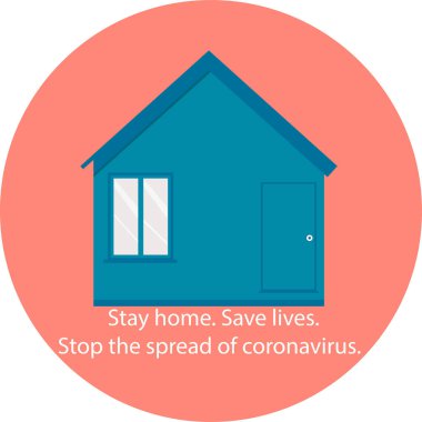 Logo tasarım evi, konsept Evde kal Hayat kurtar Coronavirüs 'ün yayılmasını durdur. 