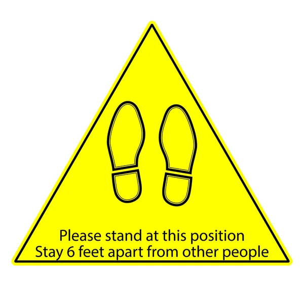 Foot Symbol Marking the standing position, the floor as markers for people to stand 6 feet apart, the practices put in place to enforce social distancing, vector illustration