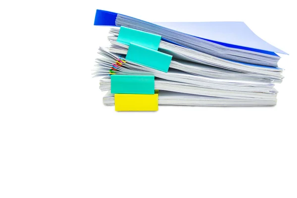 Close Folder Document Stack Papers Isolated White Background Copy Space — Stock Photo, Image