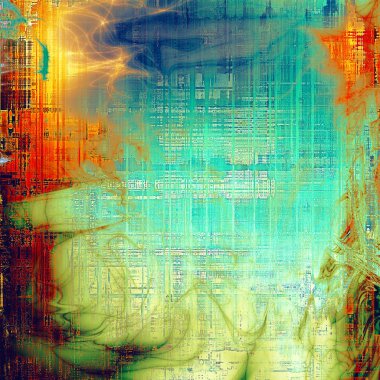 Vintage yırtık doku veya antik tasarım öğeleri ve farklı renk desen şık grunge arka plan