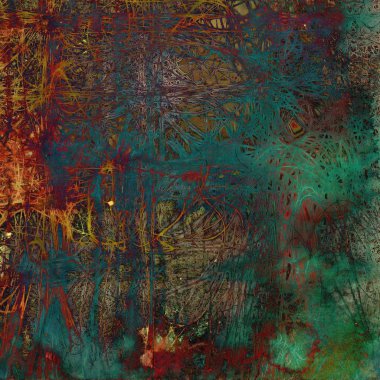 Yaratıcı vintage yüzey dokusunu, grunge arka plan kompozisyon yakından. Farklı renk desen ile