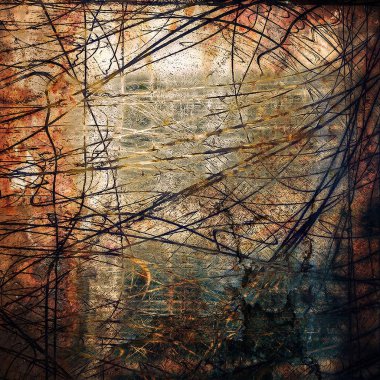 Yaratıcı vintage yüzey dokusunu, grunge arka plan kompozisyon yakından. Farklı renk desen ile