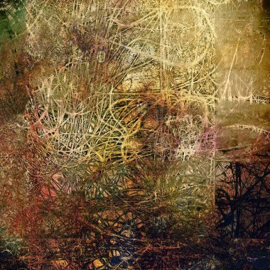 Yaratıcı vintage yüzey dokusunu, grunge arka plan kompozisyon yakından. Farklı renk desen ile