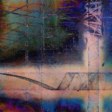 Yaratıcı vintage yüzey dokusunu, grunge arka plan kompozisyon yakından. Farklı renk desen ile