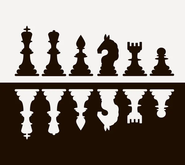 チェスボードとチェスマンベクトルレジャーコンセプトナイトグループ白と黒の作品 — ストックベクタ