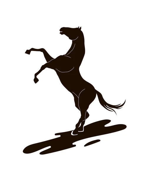 Vector Silhouette Horse Rears Vector Isolation — Stock Vector