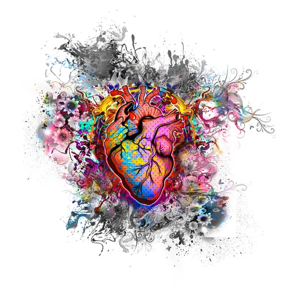 Серце на барвистому фоні — стокове фото