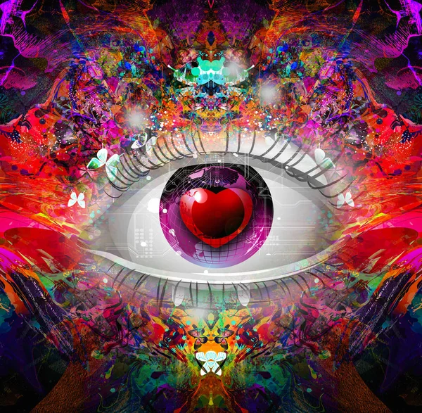 Eye illustration with heart — Stock Photo, Image