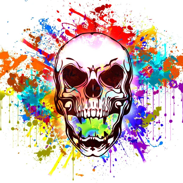 Красочный злобный череп — стоковое фото
