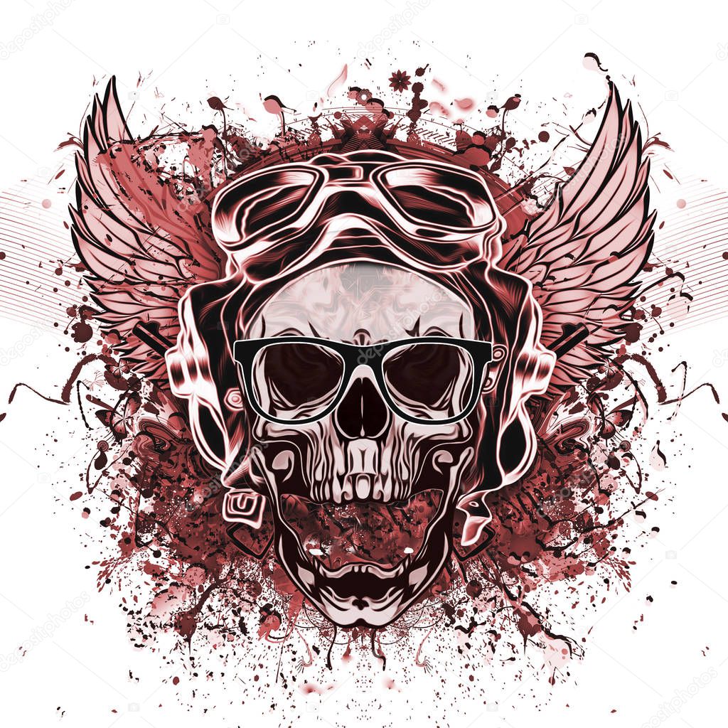 Tattoo style evil skull