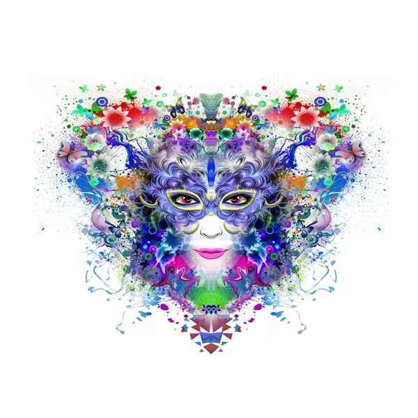 Abstract and mystic woman face in mask — Stock Photo, Image