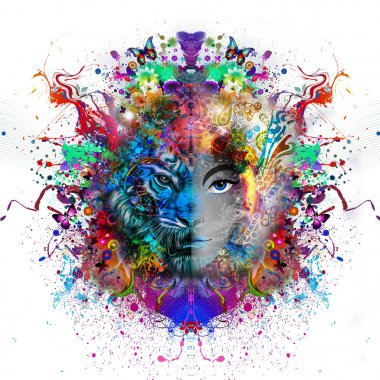 Kaplan ve kadının yüzü