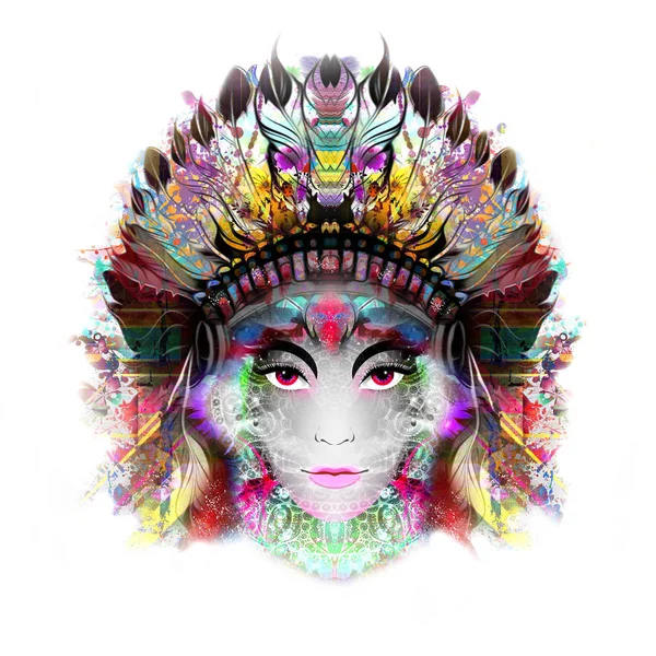 Абстрактное и мистическое лицо женщины в маске — стоковое фото