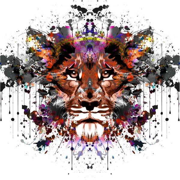 Tygr s polovinou lidské lebky — Stock fotografie