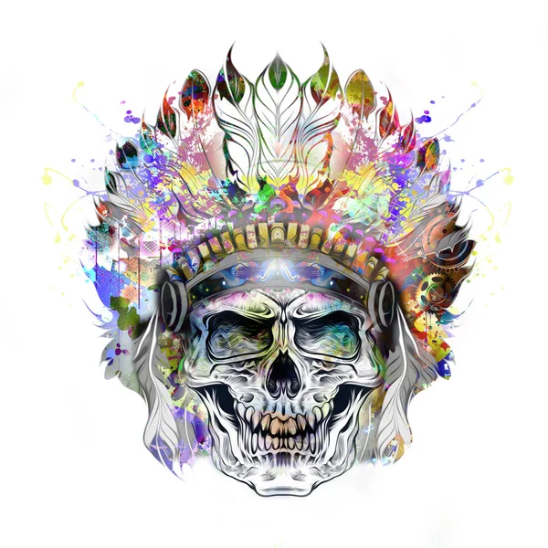 Colored Skull Isolated White Background — Stock Photo, Image