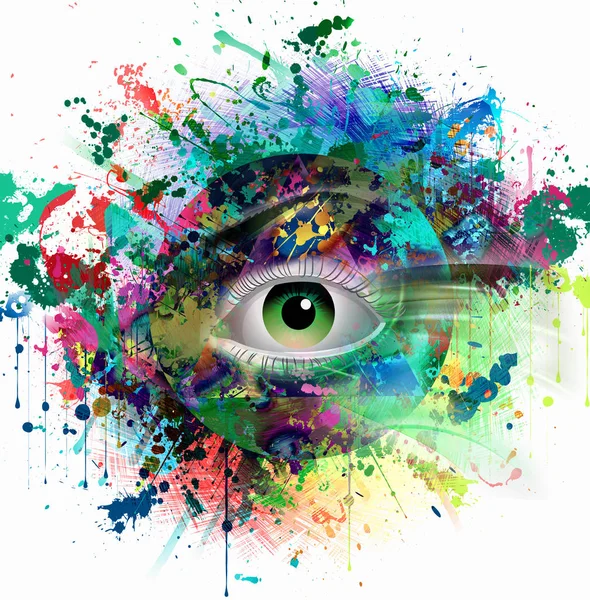 Ręcznie Rysowane Abstrakcyjne Magiczne Kolorowe Oko Abstrakcyjnym Tle — Zdjęcie stockowe