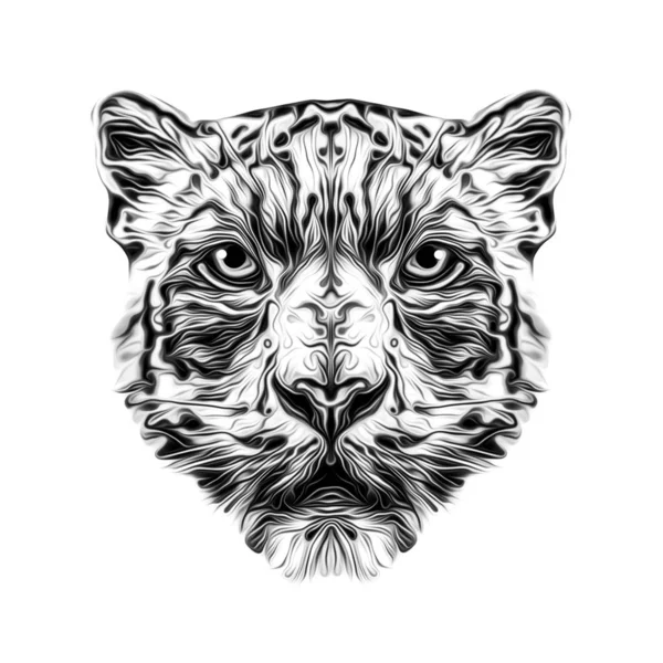 Голова Тигра Творческим Абстрактным Элементом Белом Фоне — стоковое фото