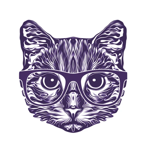 Cabeça Gato Óculos Ilustração Colorida Arte Digital — Fotografia de Stock