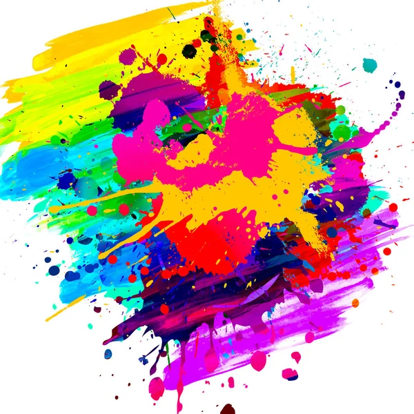 Colorful Brush Abstract Splatters White Background — Stock Photo, Image