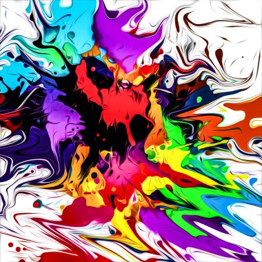Çok renkli sıçramalarla soyut illüstrasyon 