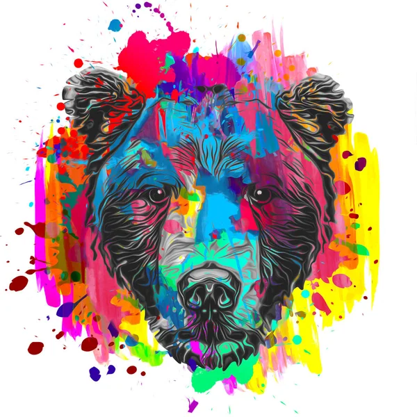 Grunge Background Graffiti Painted Bear — Stock Photo, Image