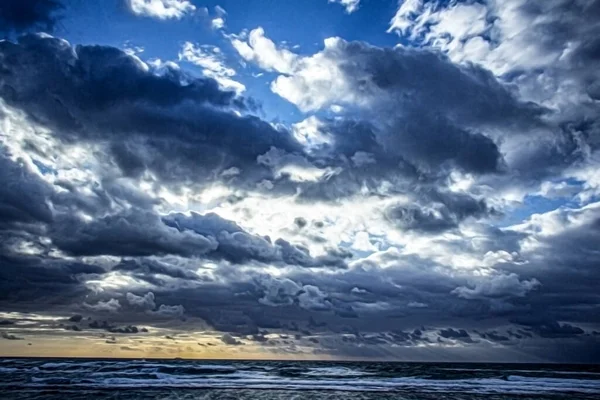 Lever Soleil Mer Avec Nuages — Photo