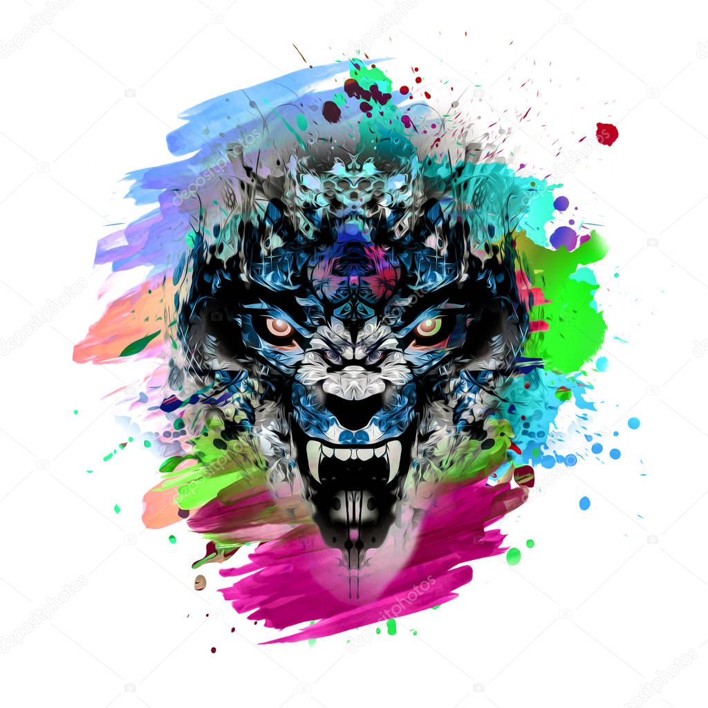 Abstract creative illustration with colorful devil for background