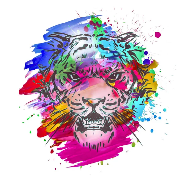 Tiger Head Creative Abstract Element White Background — Stock Photo, Image